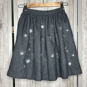 Tartine Et Chocolat Wool Skirt Girls Size 8 Embroidered Full Made in France Gray